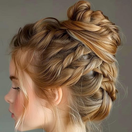 Side-Swept Braided Bun