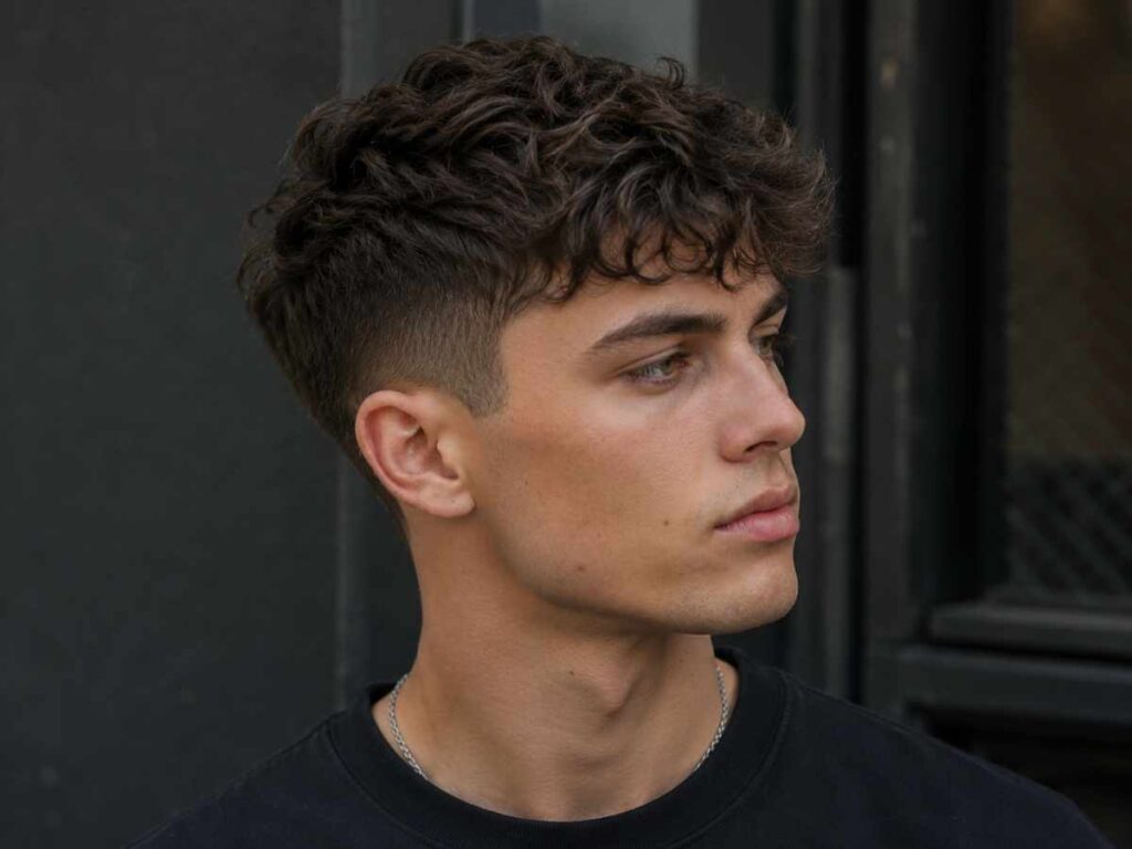 Short undercut with waves is one of the best hairstyles for wavy hair men, with buzzed sides and soft wavy top.