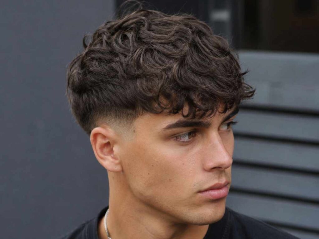 Wavy french crop is one of the best hairstyles for wavy hair men, with a textured fringe and clean faded sides.